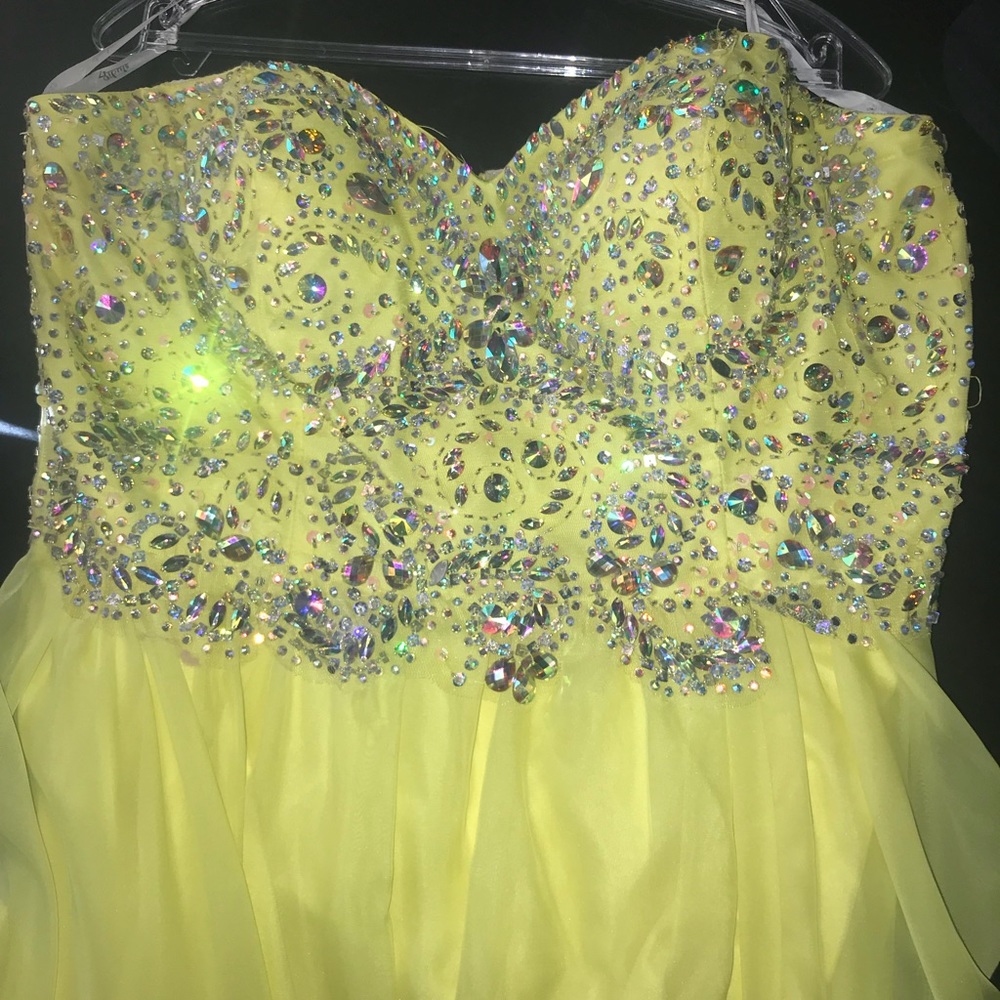 Bright Yellow Strapless Formal